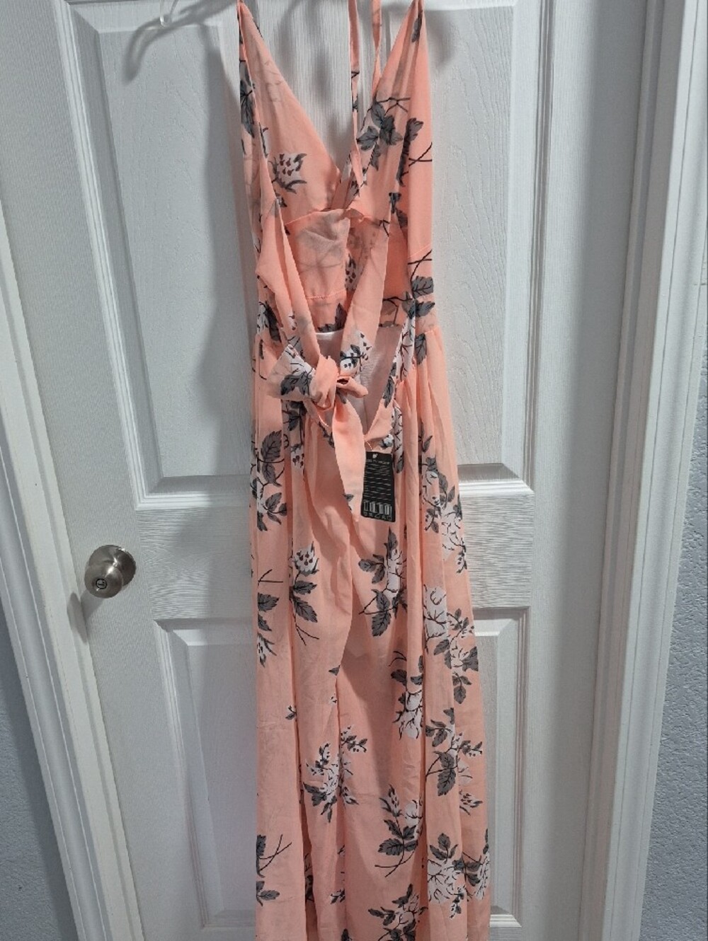 Backless Floral Maxi Dress - Peach - Picture 2 of 4